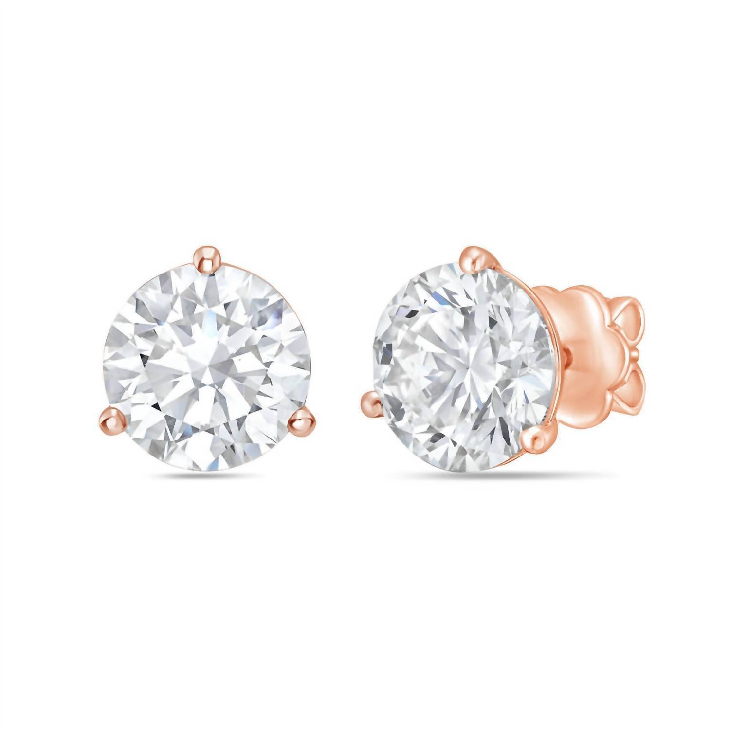 New Diana M Jewels 1.00 Ct Lab Grown Diamond Round Studs Earrings In 3 Prong In